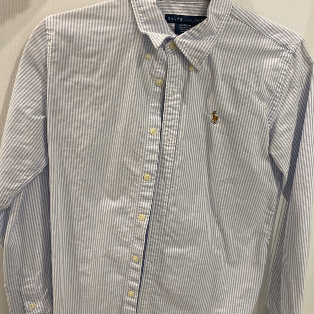 Polo light blue striped shirt size 4